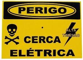 Placas de advertência para cerca elétrica